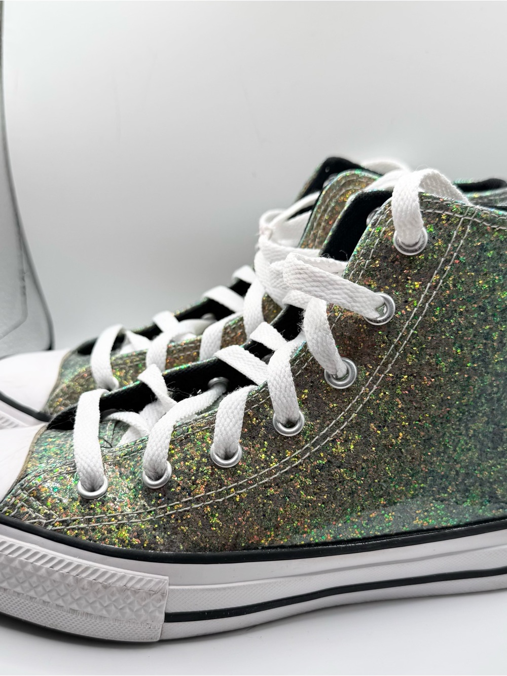 Converse Kids Green Glitter High-Top Sneakers